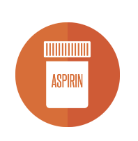 Icon of a prescription bottle. Color is orange